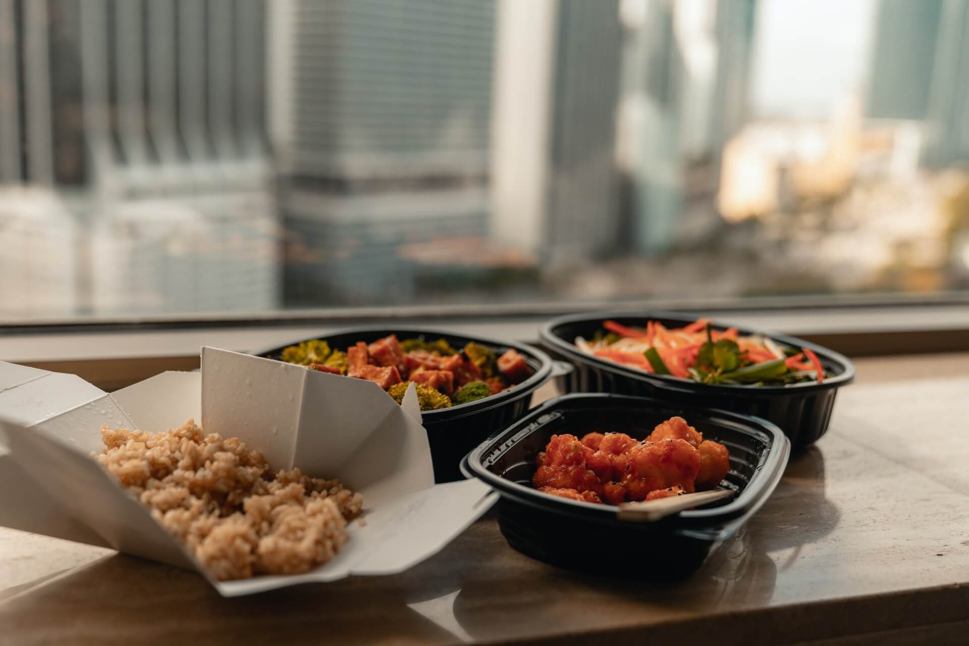 Take out food on table after premises liability accident